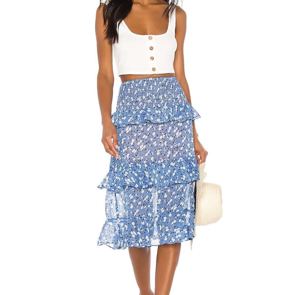 Majorelle Everly Midi Skirt in Blue Ditsy